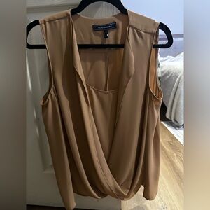 BCBGMaxAzria Camel Draped Sleeveless Blouse
